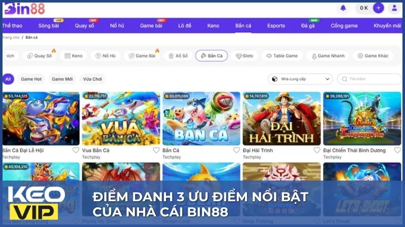 Thương hiệu nhà cái Bin88 sở hữu nhiều ưu điểm nổi bật đáng chú ý